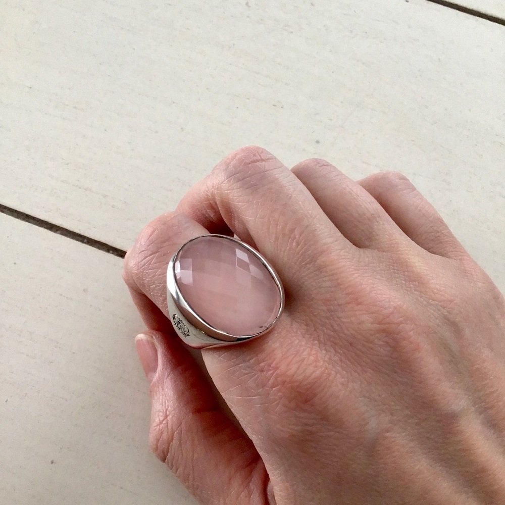 Rose Quartz Sterling Silver Statement Ring